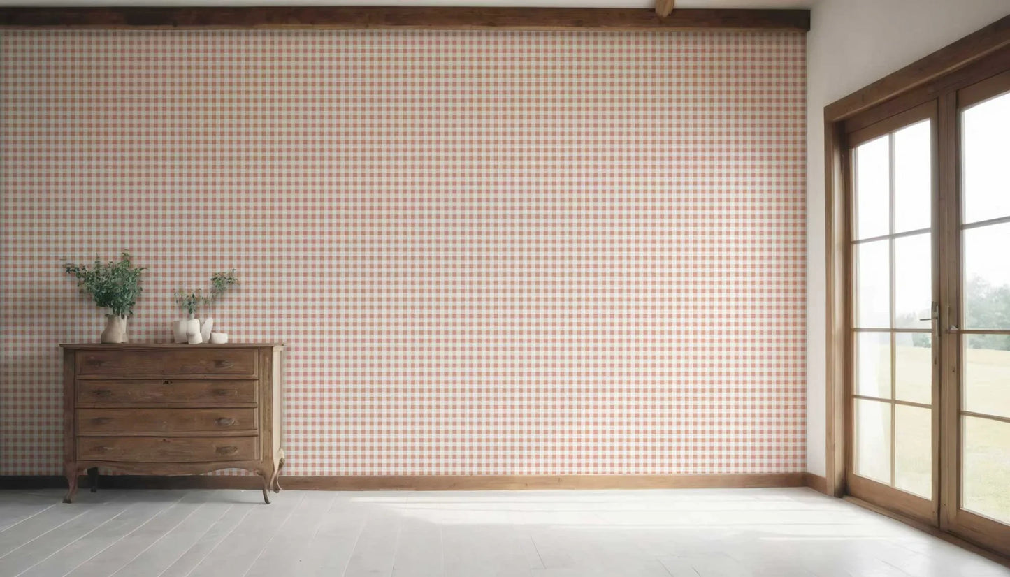 Checkmate Charm Wallpaper - Apricot Cream