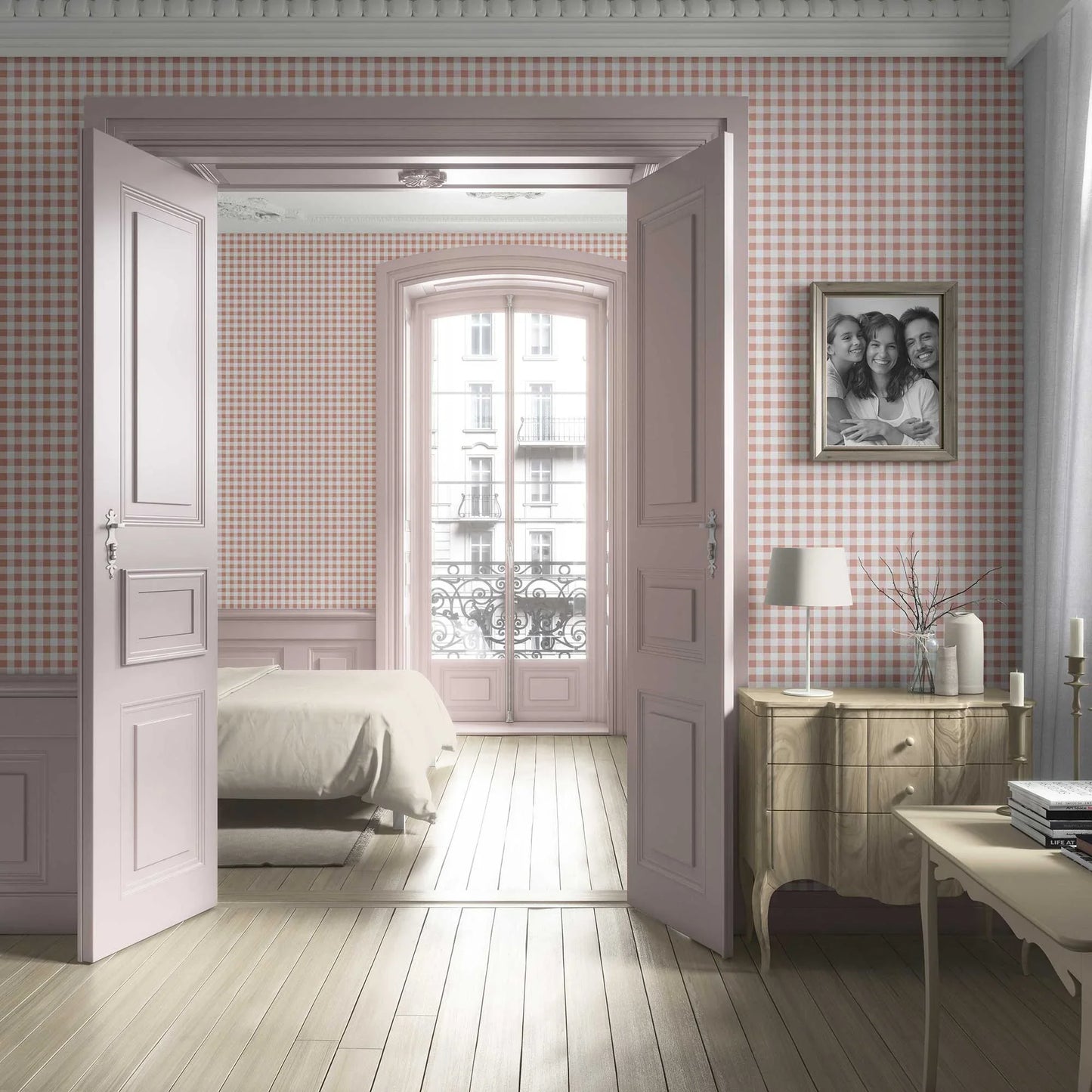 Checkmate Charm Wallpaper - Apricot Cream