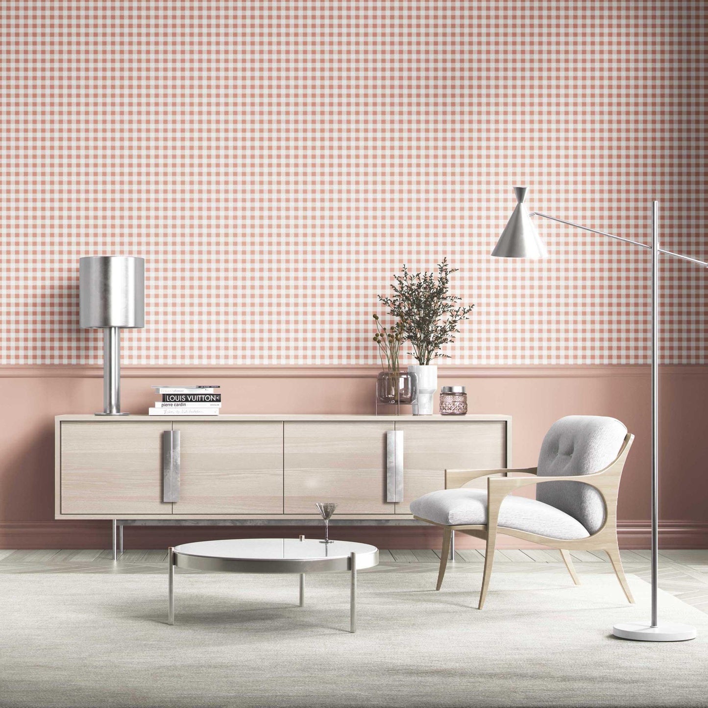 Checkmate Charm Wallpaper - Apricot Cream