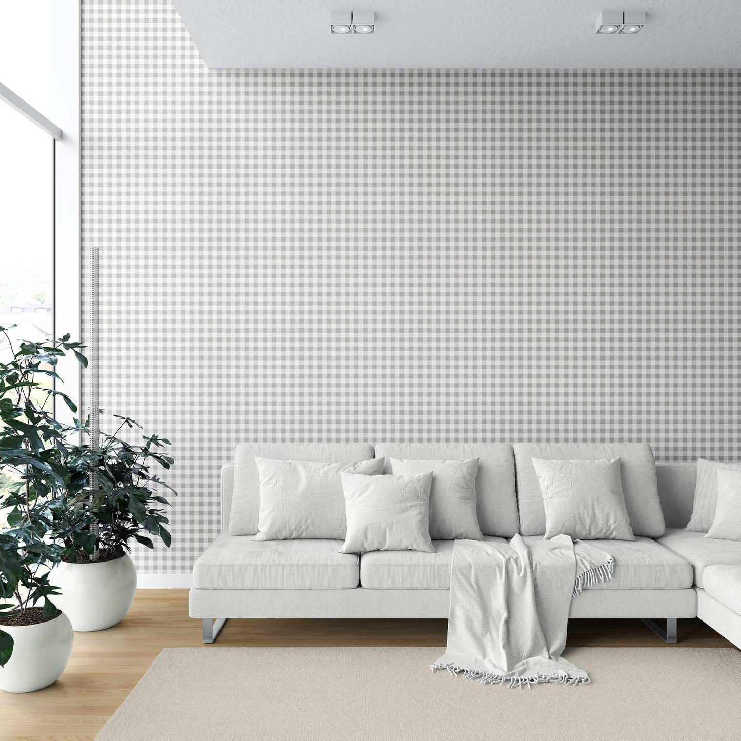 Checkmate Charm Wallpaper - Pebble Mist