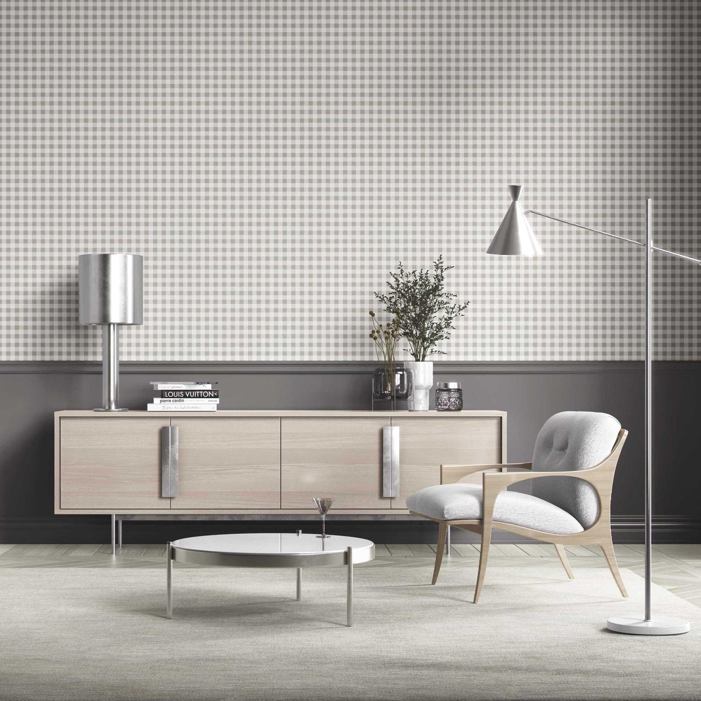 Checkmate Charm Wallpaper - Pebble Mist