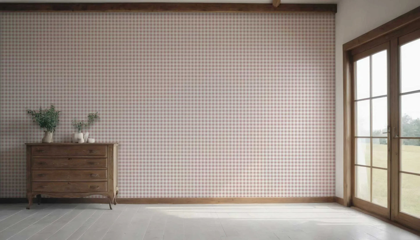 Checkmate Charm Wallpaper - Muted Rose