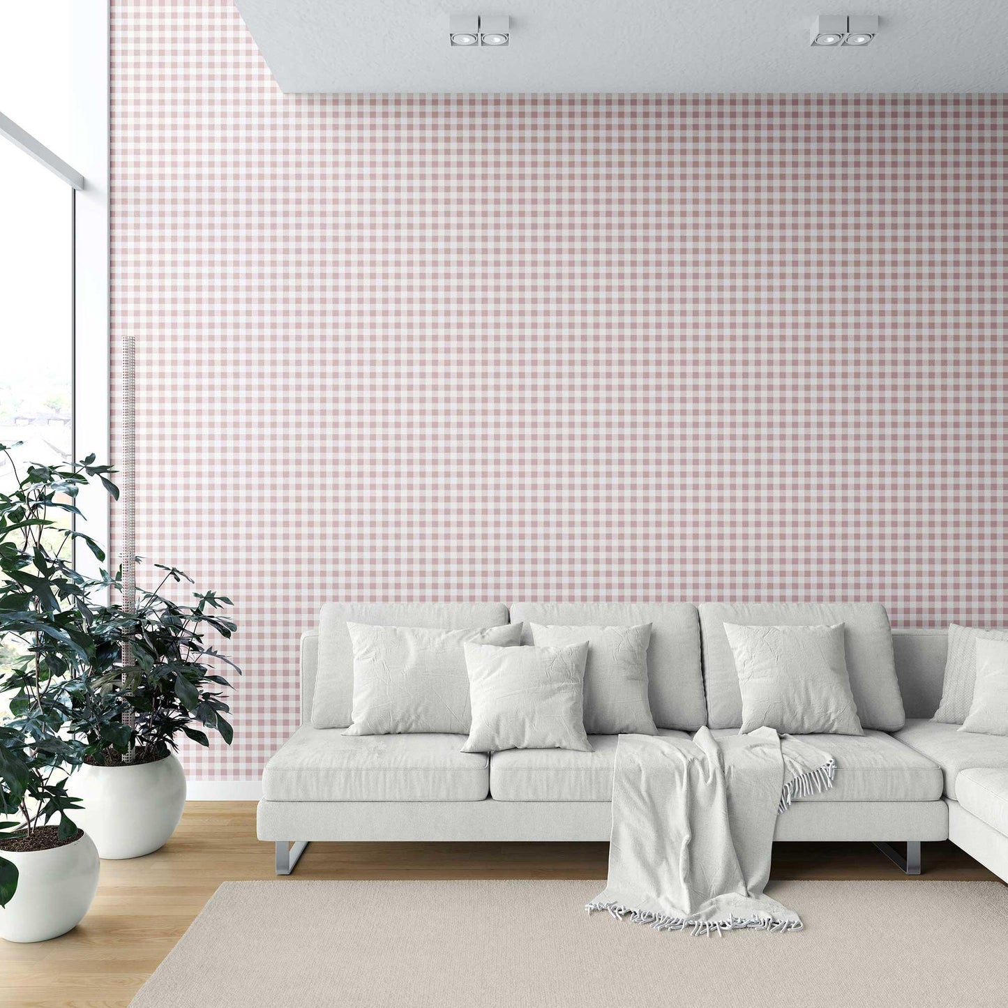 Checkmate Charm Wallpaper - Muted Rose