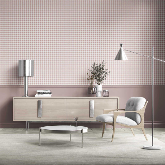 Checkmate Charm Wallpaper - Muted Rose