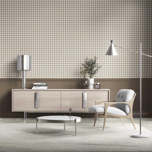 Checkmate Charm Wallpaper - Toffee Beige