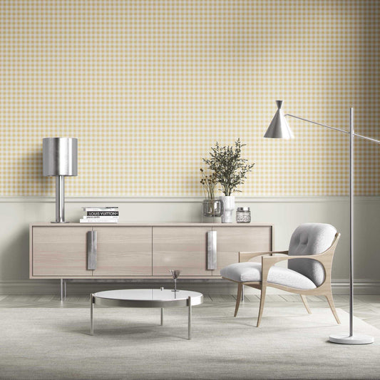 Checkmate Charm Wallpaper - Buttercup Beige