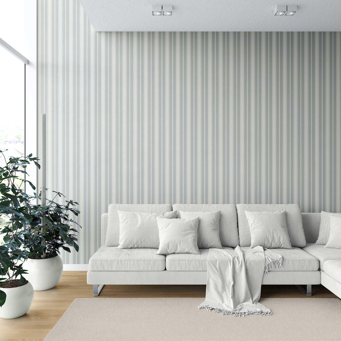 Coastal Lines Wallpaper - Seafoam Grey