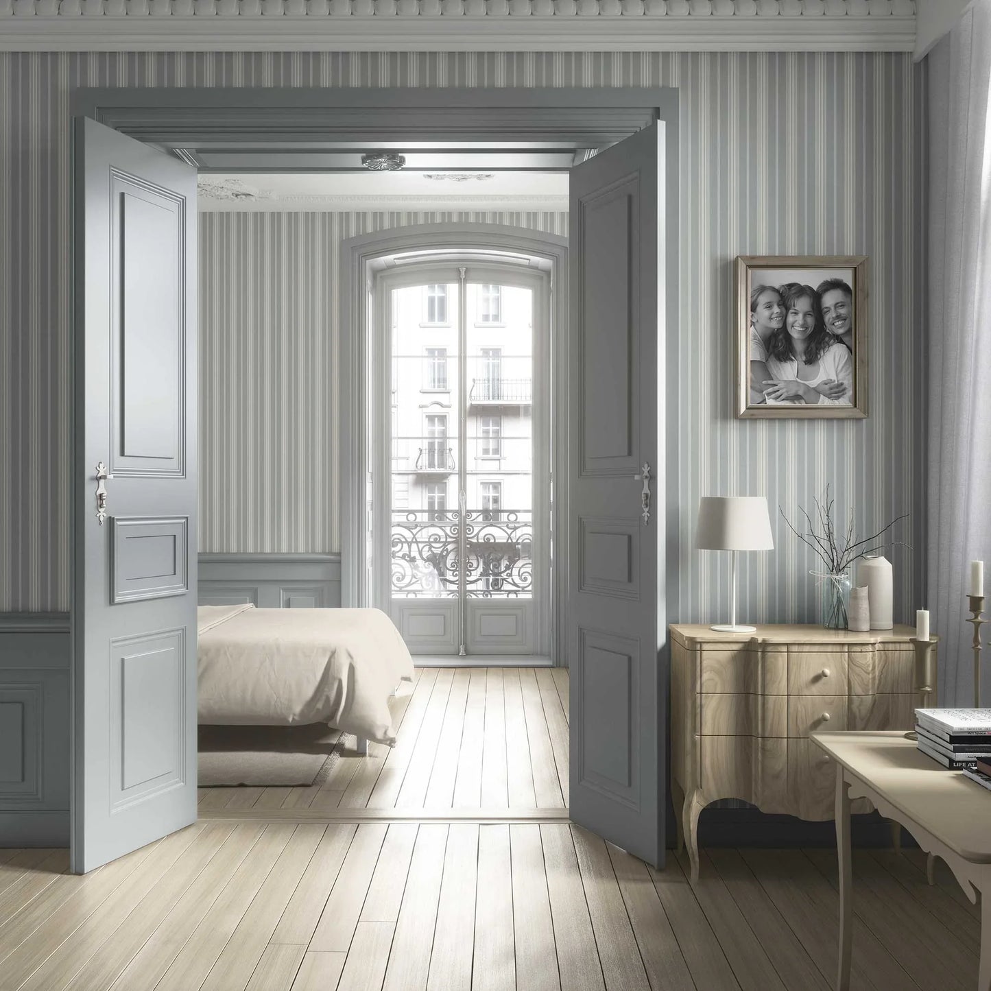 Coastal Lines Wallpaper - Seafoam Grey