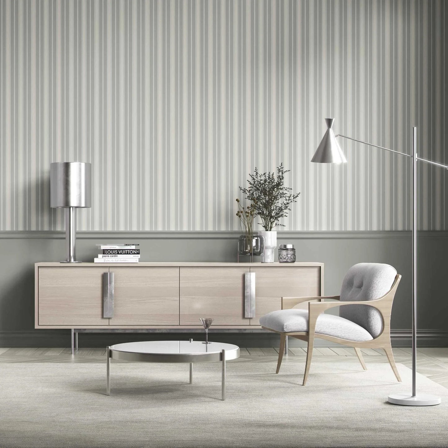 Coastal Lines Wallpaper - Seafoam Grey