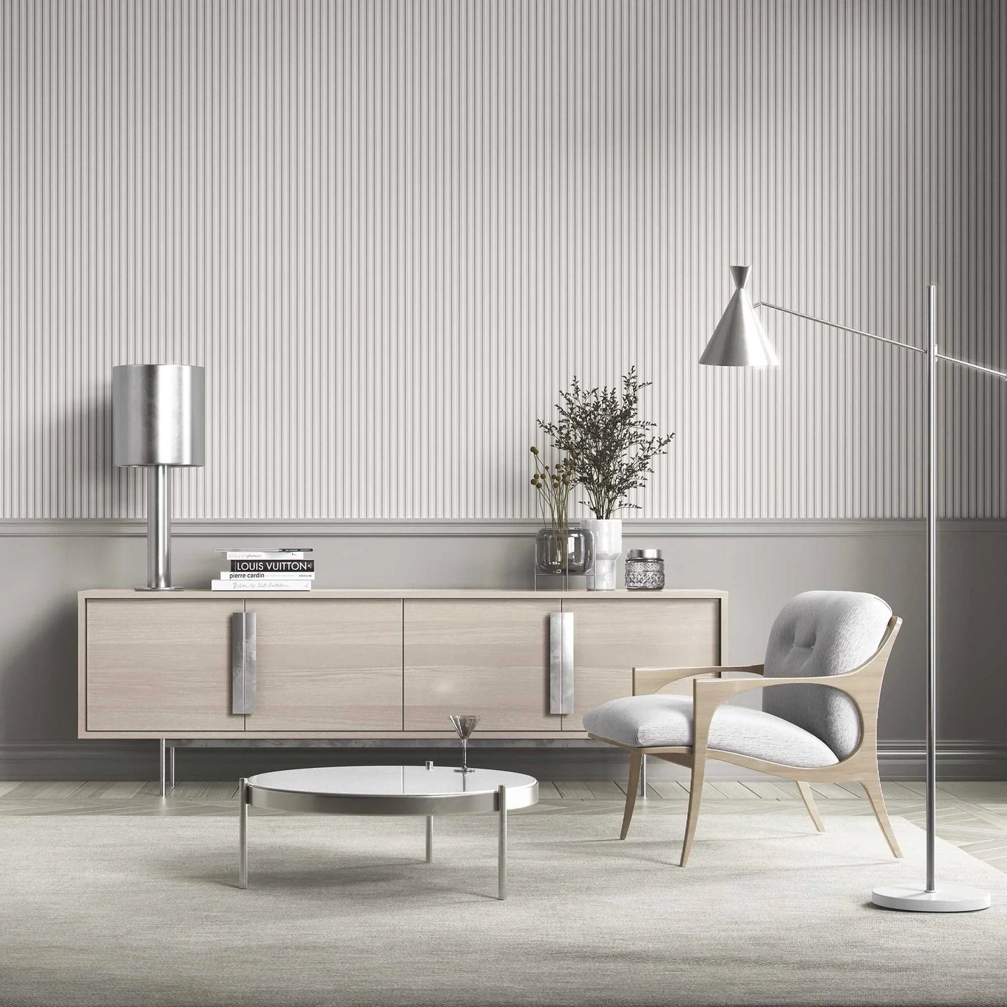 Parallel Play Wallpaper - Stone Linen