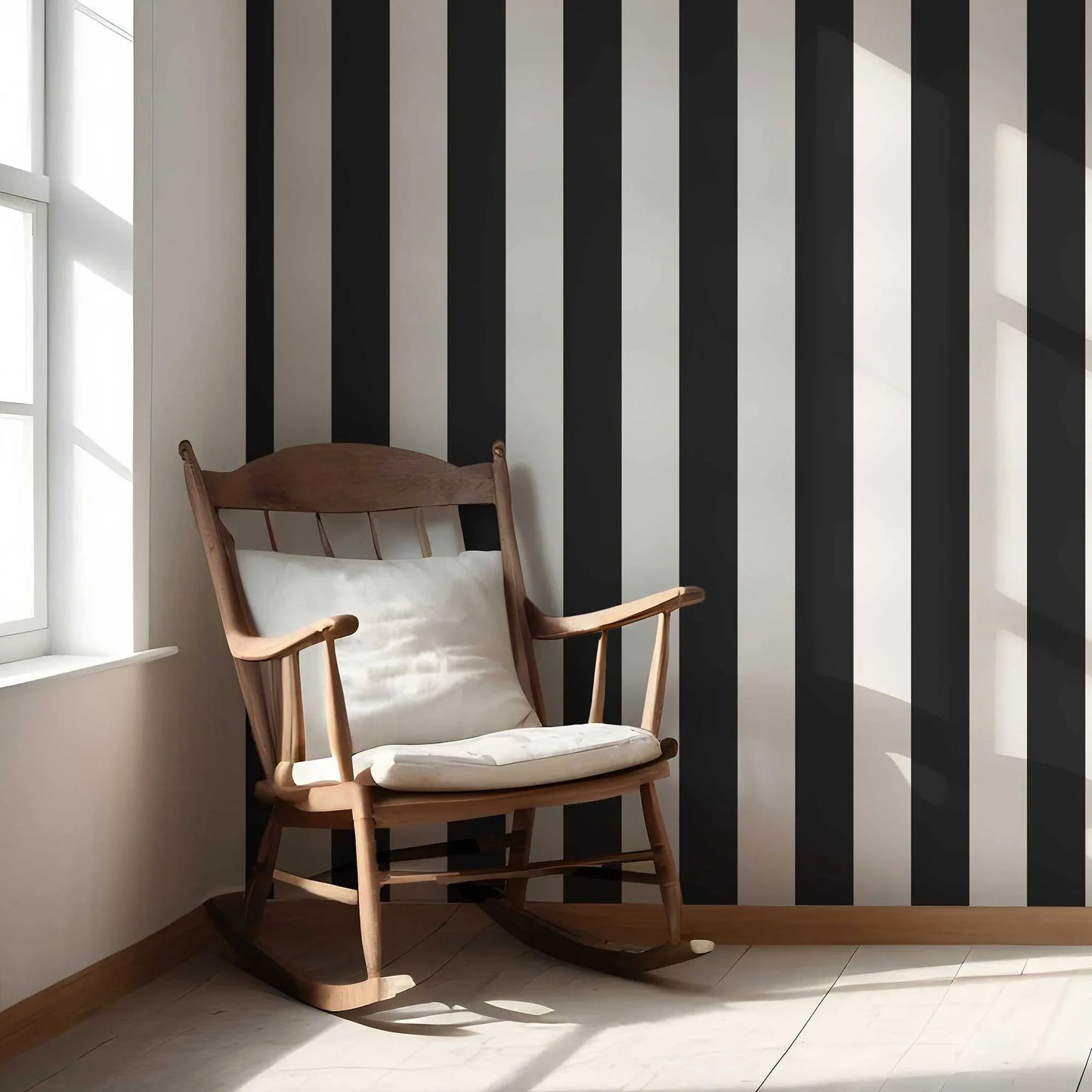 Stripe Story Wallpaper - Charcoal Cream