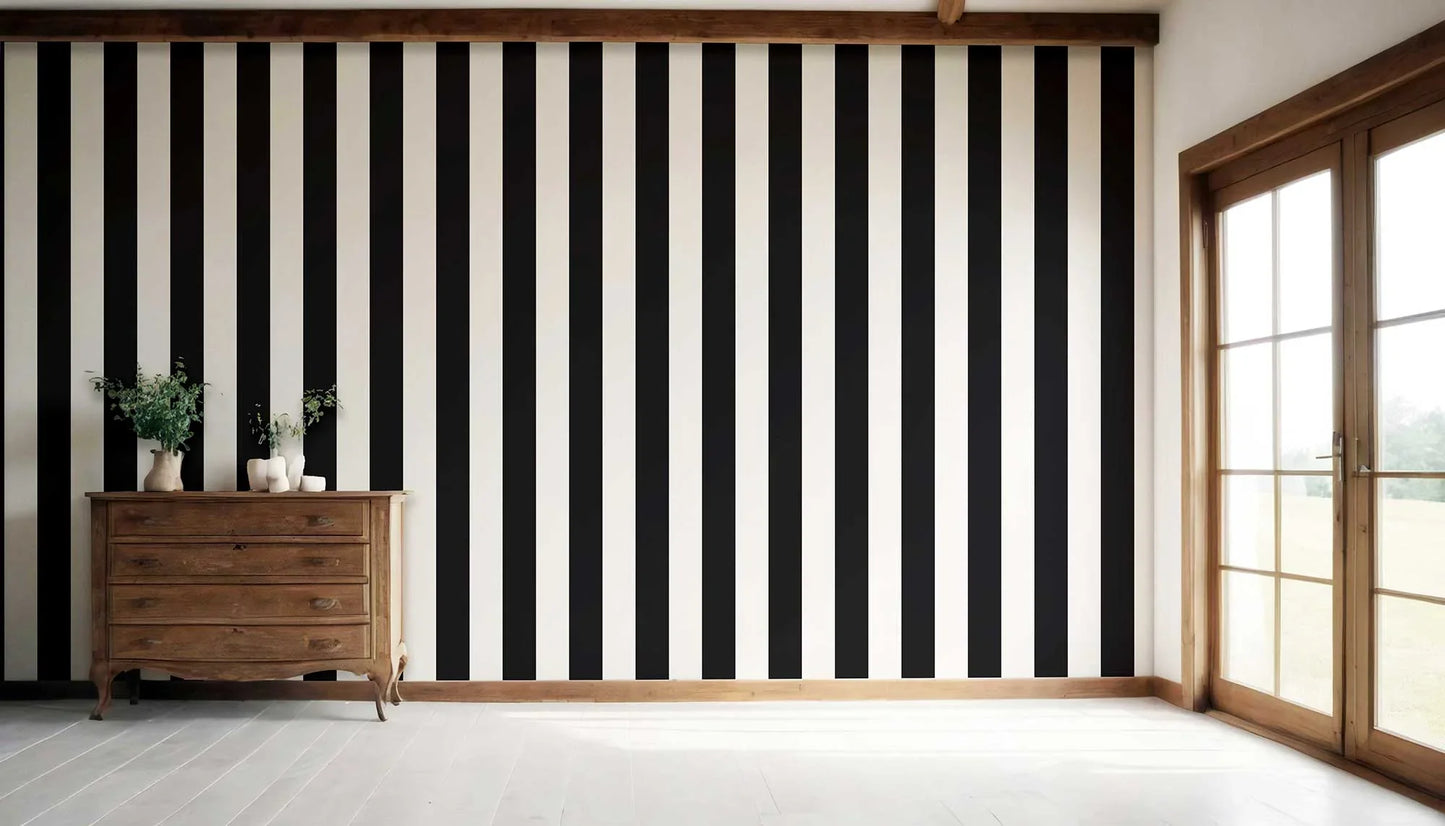 Stripe Story Wallpaper - Charcoal Cream