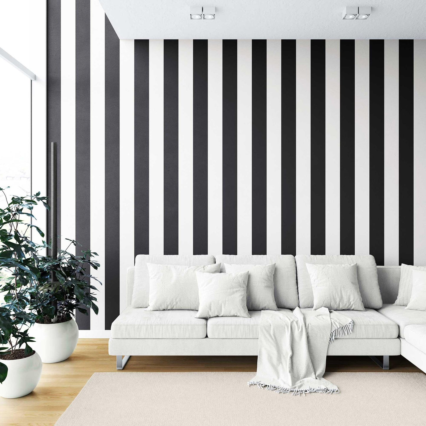 Stripe Story Wallpaper - Charcoal Cream