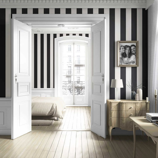 Stripe Story Wallpaper - Charcoal Cream
