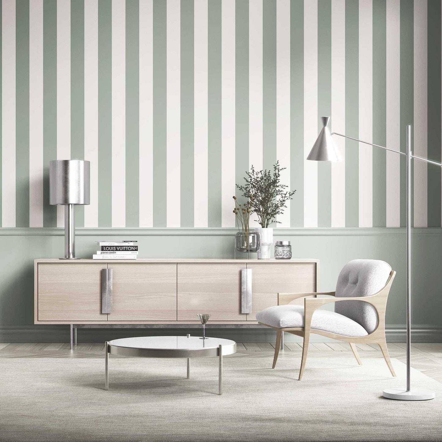 Stripe Story Wallpaper - Pistachio Cream