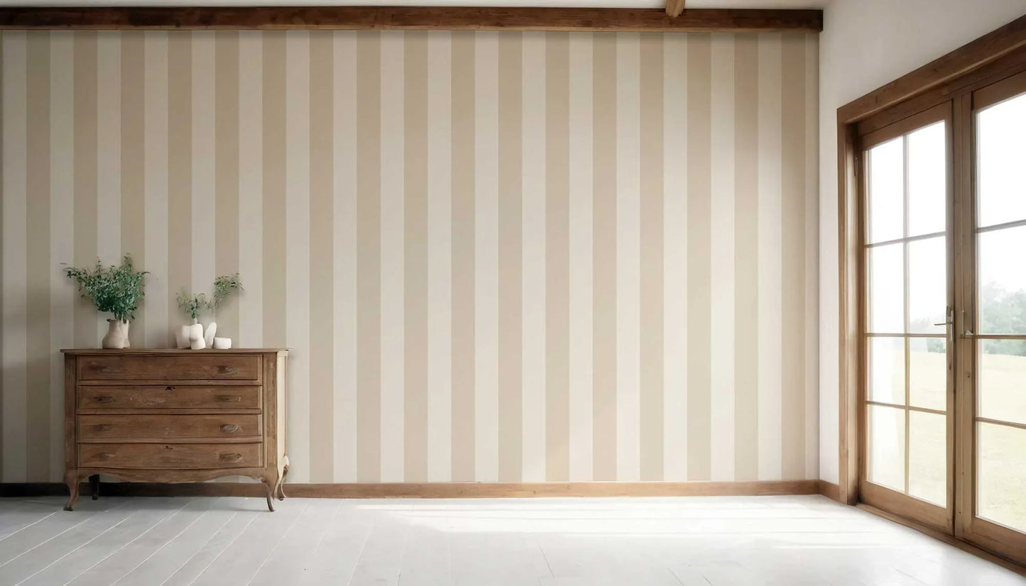 Stripe Story Wallpaper - Wheat Beige