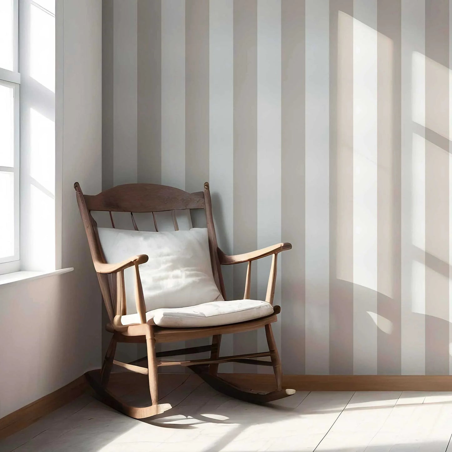 Stripe Story Wallpaper - Almond Cream