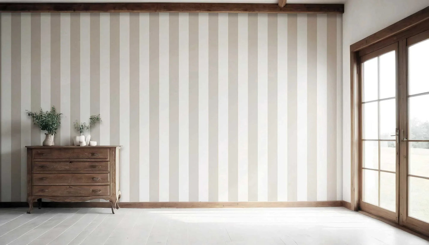Stripe Story Wallpaper - Almond Cream