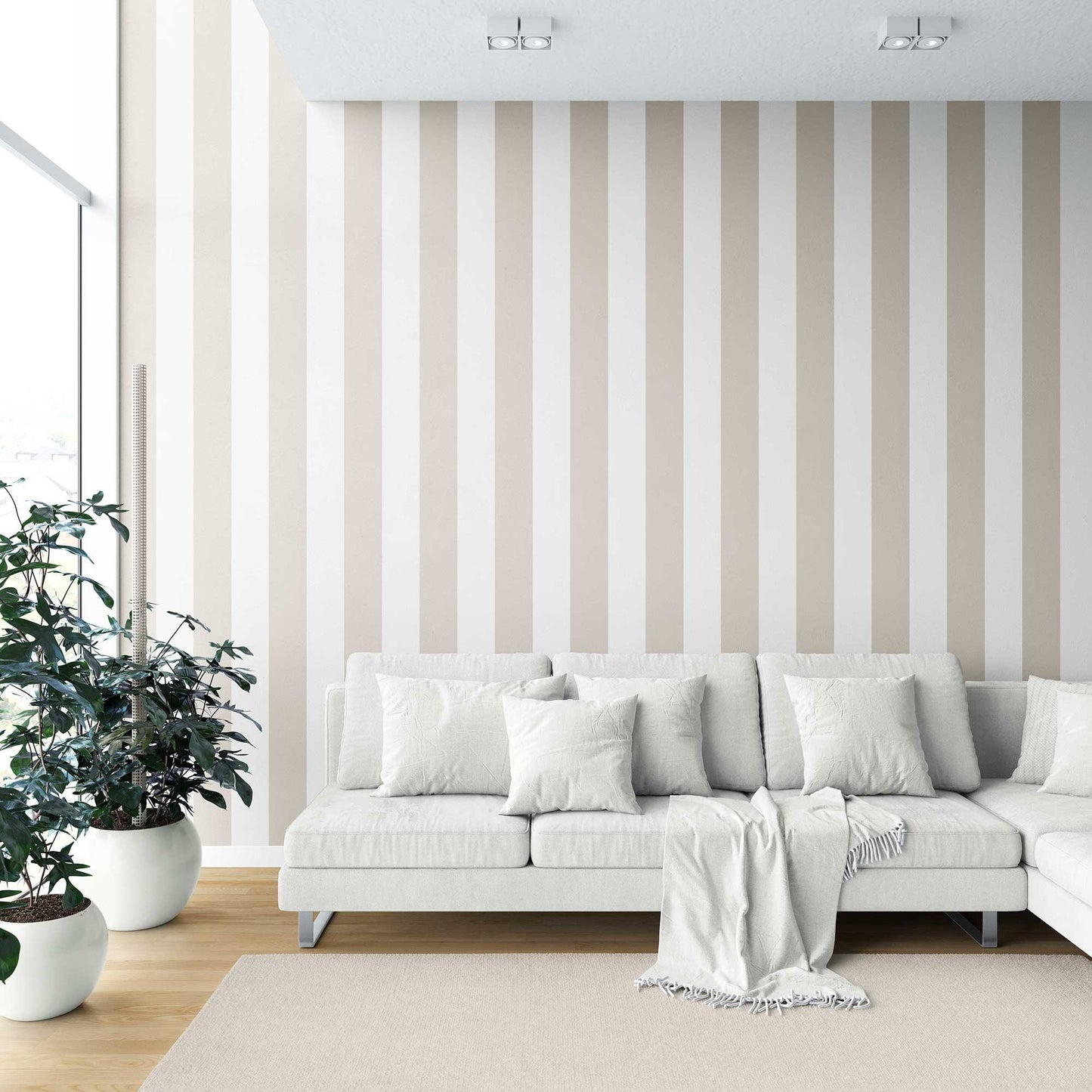 Stripe Story Wallpaper - Almond Cream