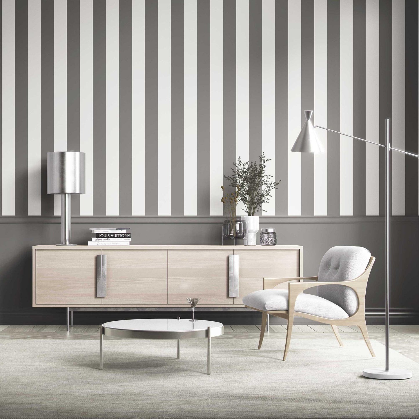 Stripe Story Wallpaper - Granite Mist