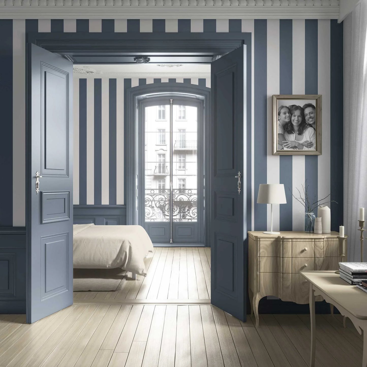Stripe Story Wallpaper - Indigo Reprise