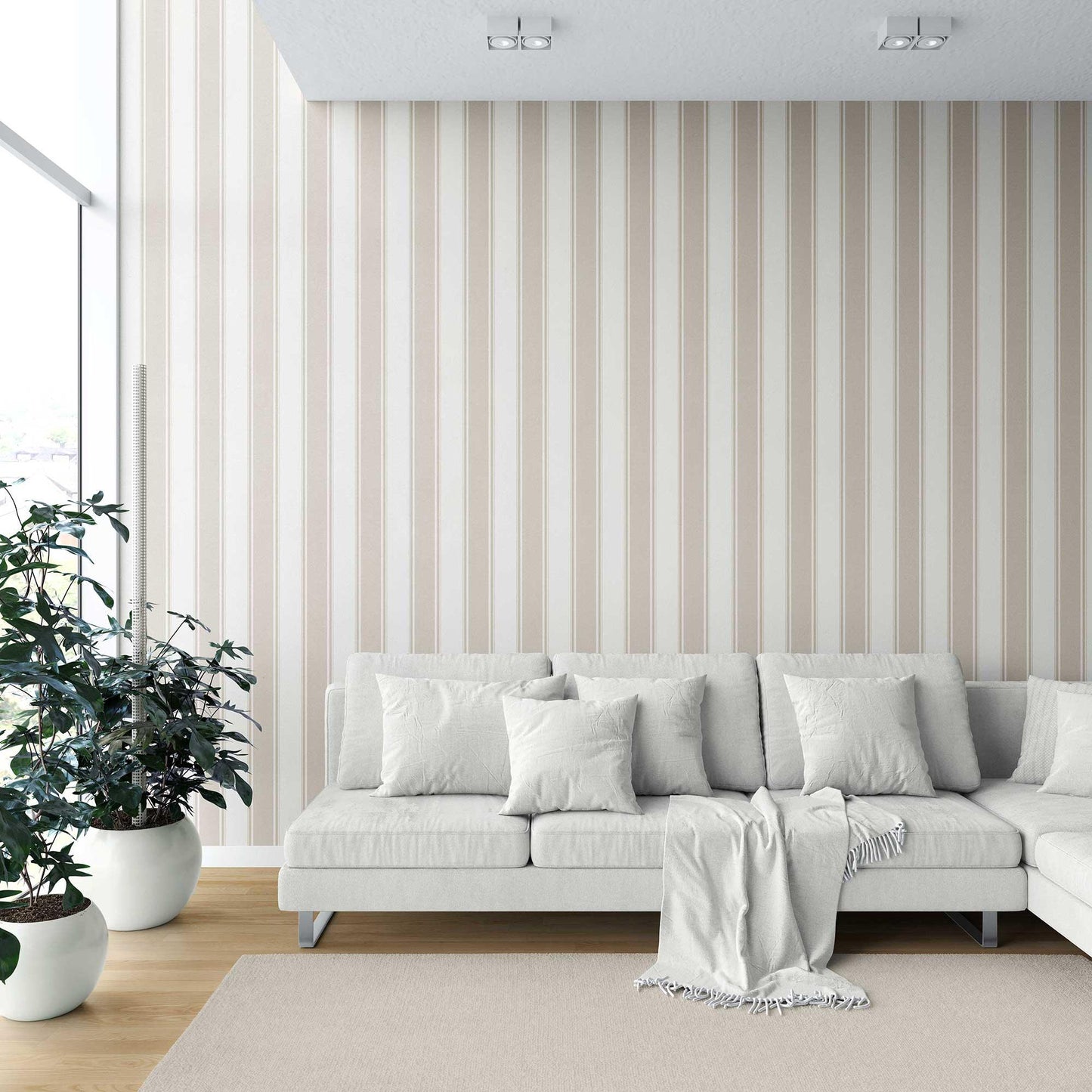 Striped Sonata Wallpaper - Sand Cream