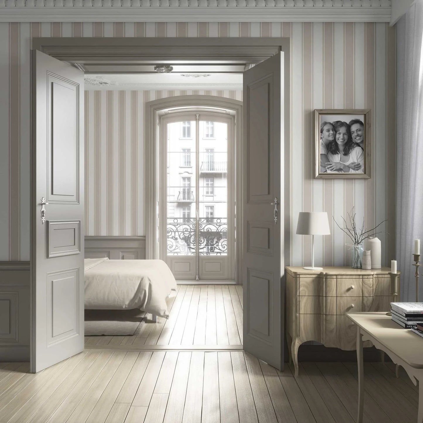 Striped Sonata Wallpaper - Sand Cream