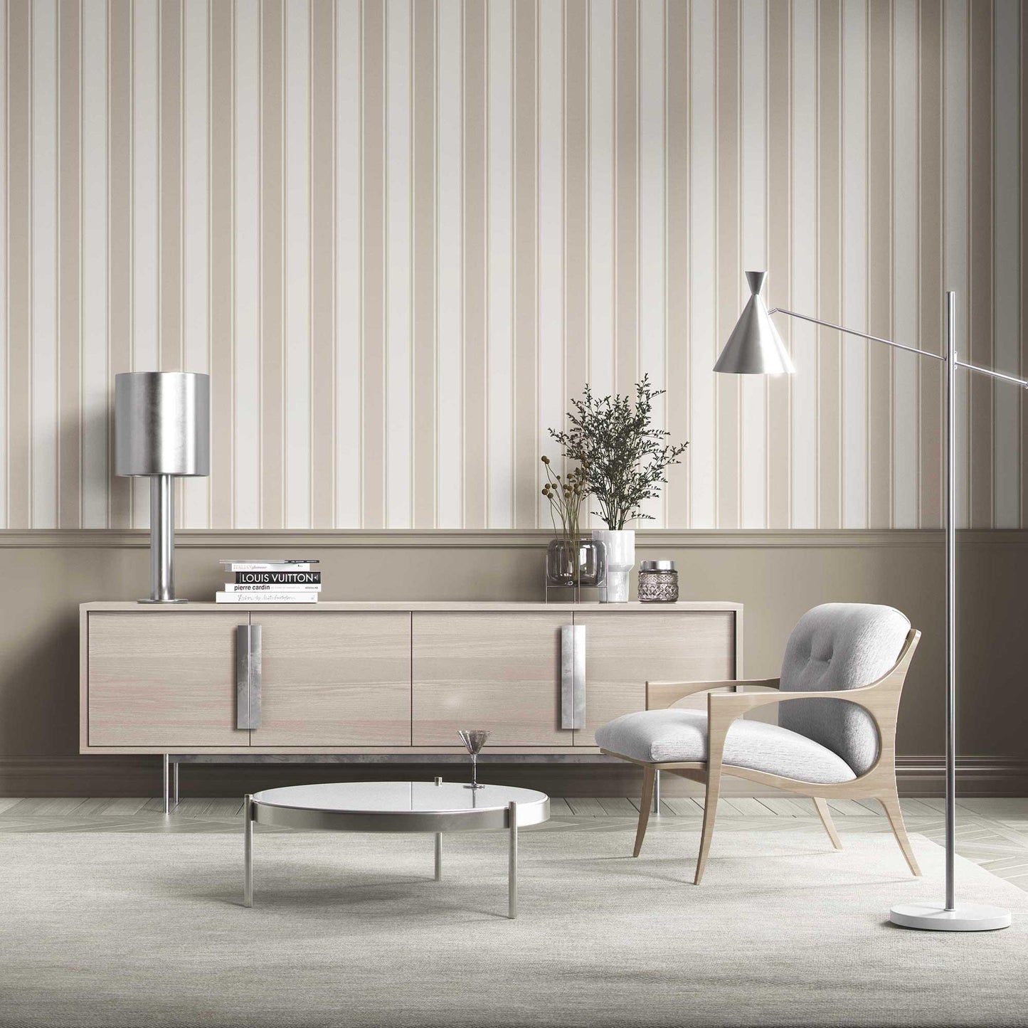 Striped Sonata Wallpaper - Sand Cream