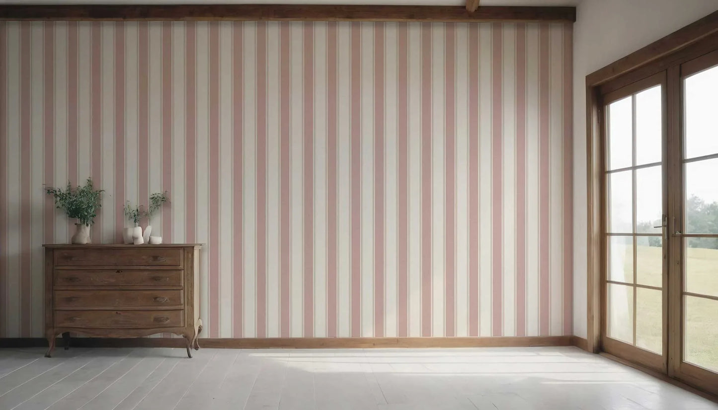 Striped Sonata Wallpaper - Rosewater Blush