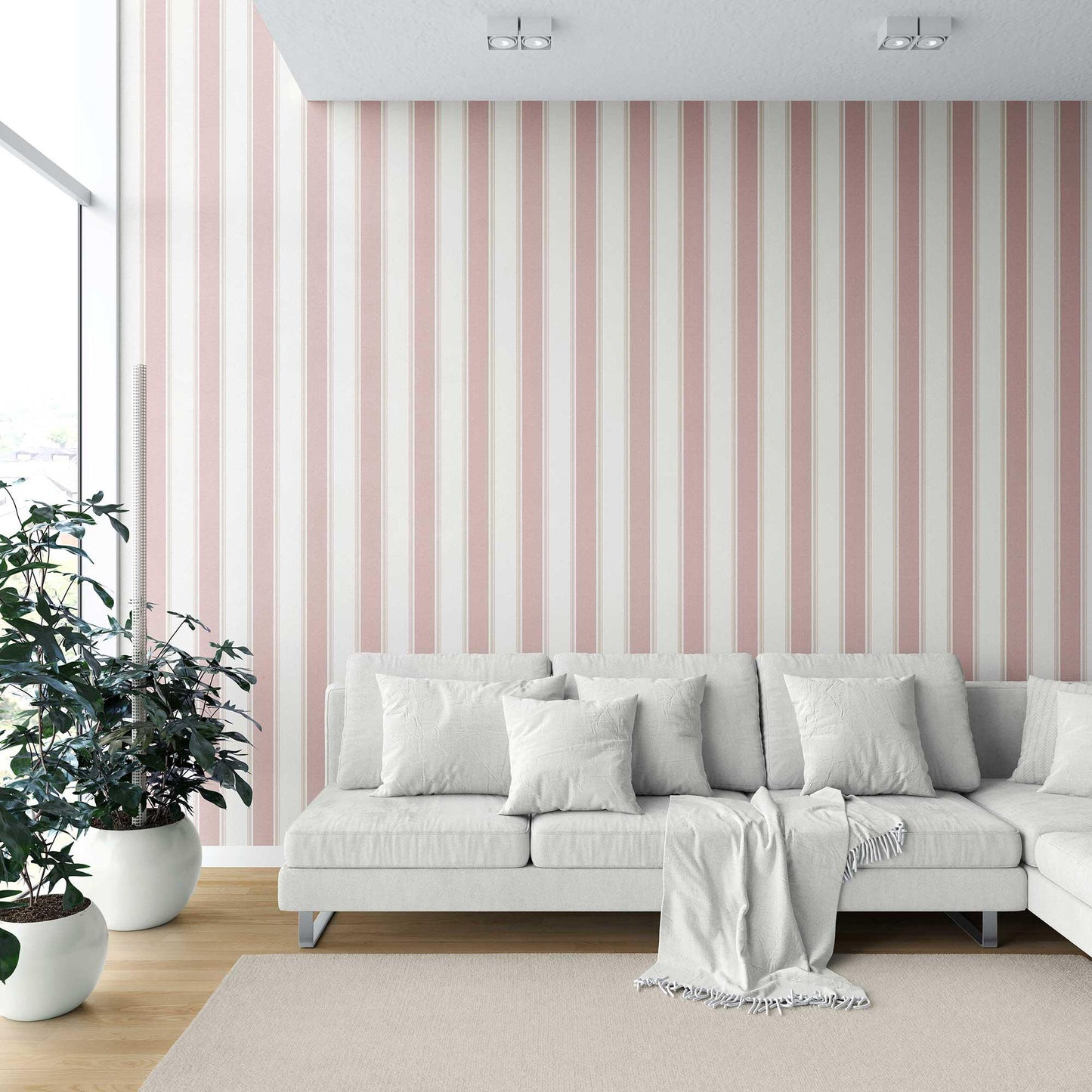 Striped Sonata Wallpaper - Rosewater Blush