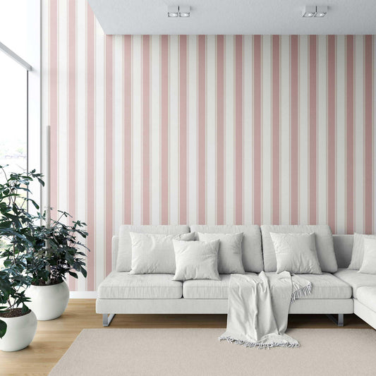 Striped Sonata Wallpaper - Rosewater Blush