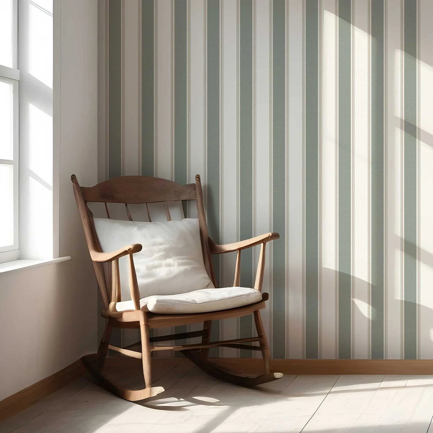 Striped Sonata Wallpaper - Olive Mist