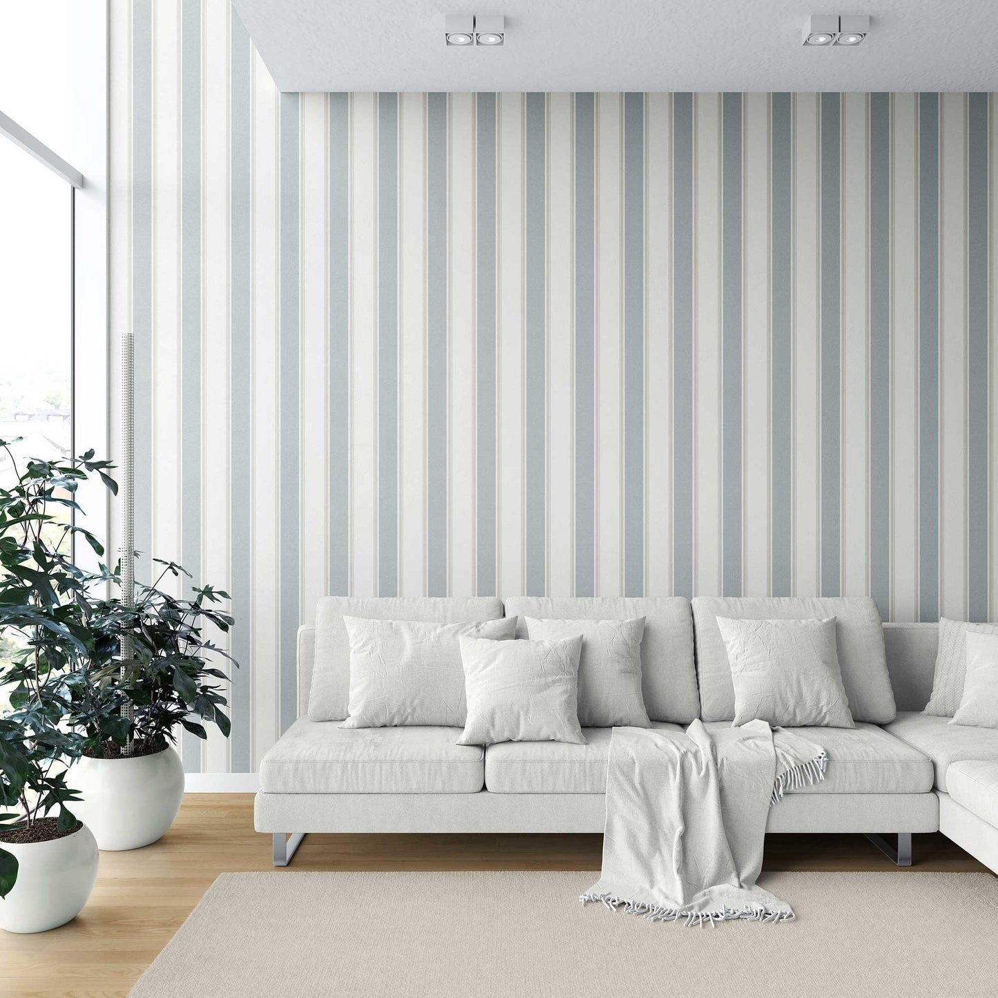 Striped Sonata Wallpaper - Soft Fjord