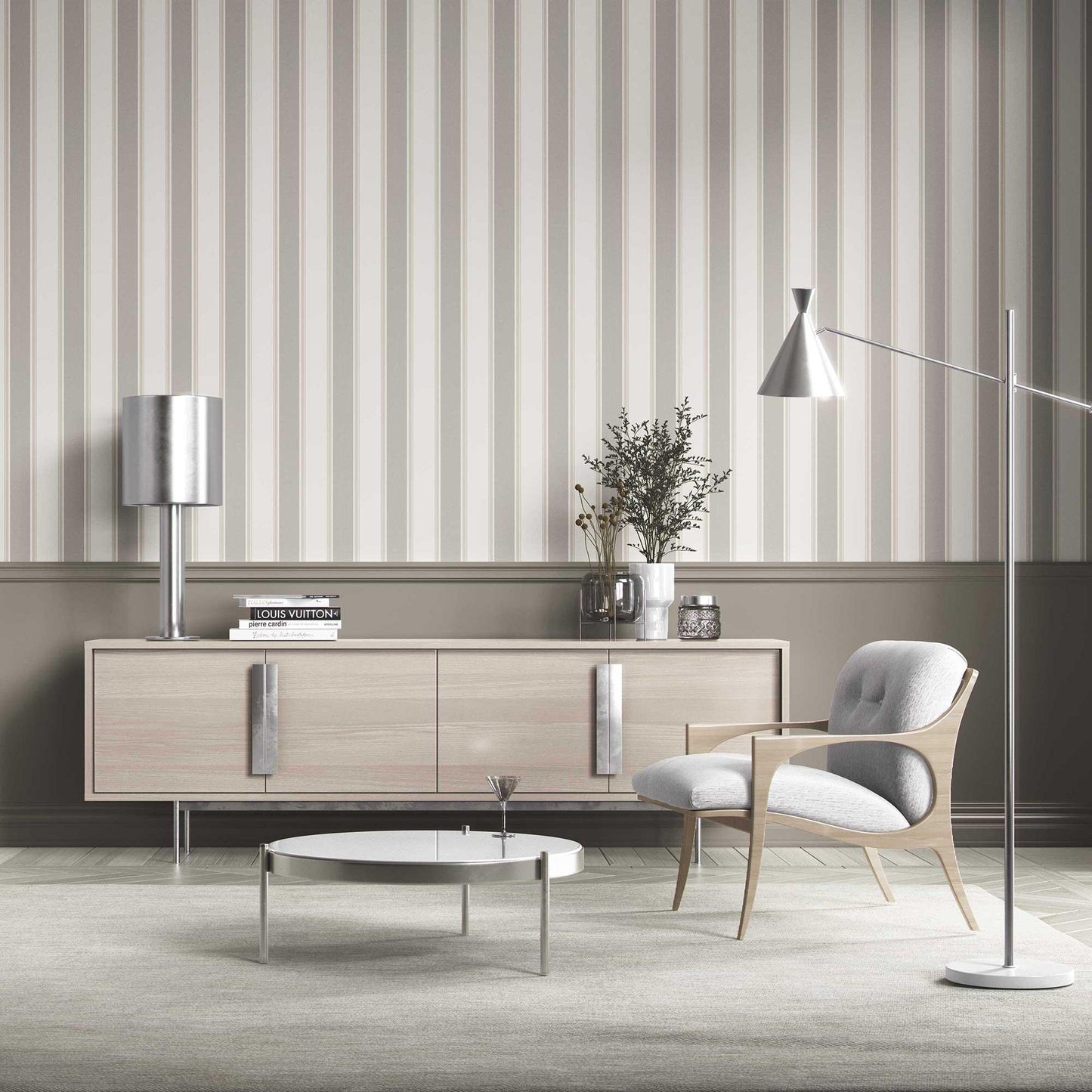 Striped Sonata Wallpaper - Taupe Whisper