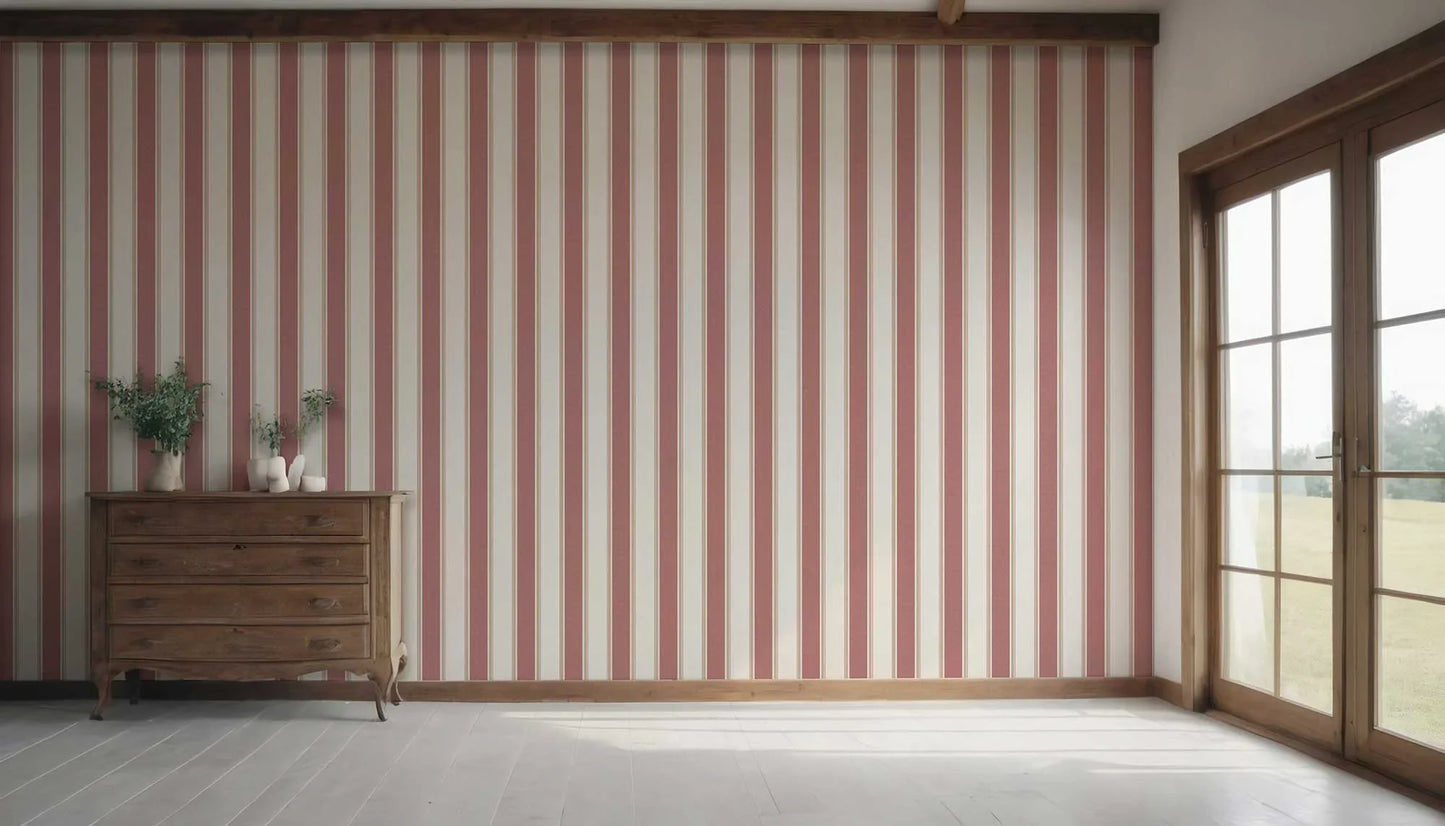 Striped Sonata Wallpaper - Terracotta Blush