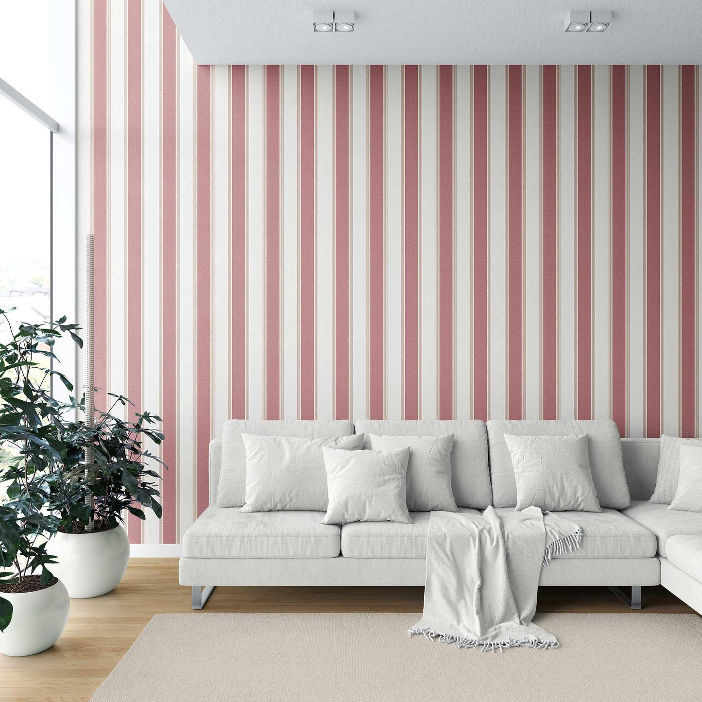 Striped Sonata Wallpaper - Terracotta Blush