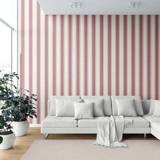 Striped Sonata Wallpaper - Terracotta Blush