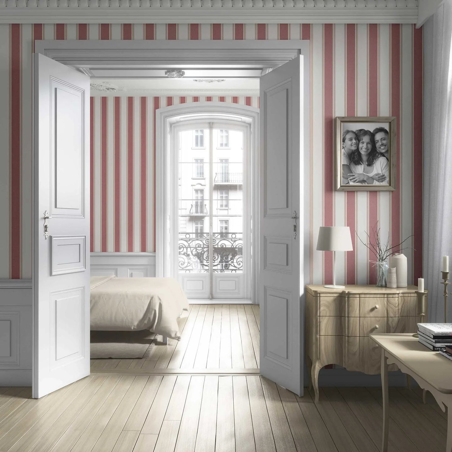Striped Sonata Wallpaper - Terracotta Blush