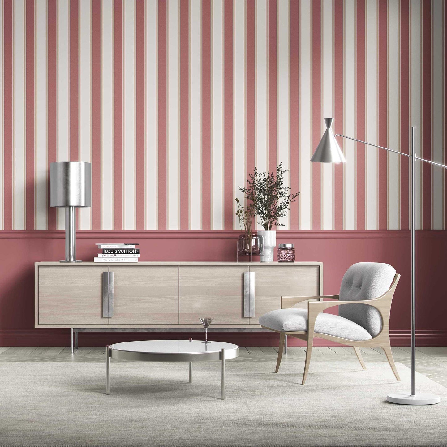 Striped Sonata Wallpaper - Terracotta Blush