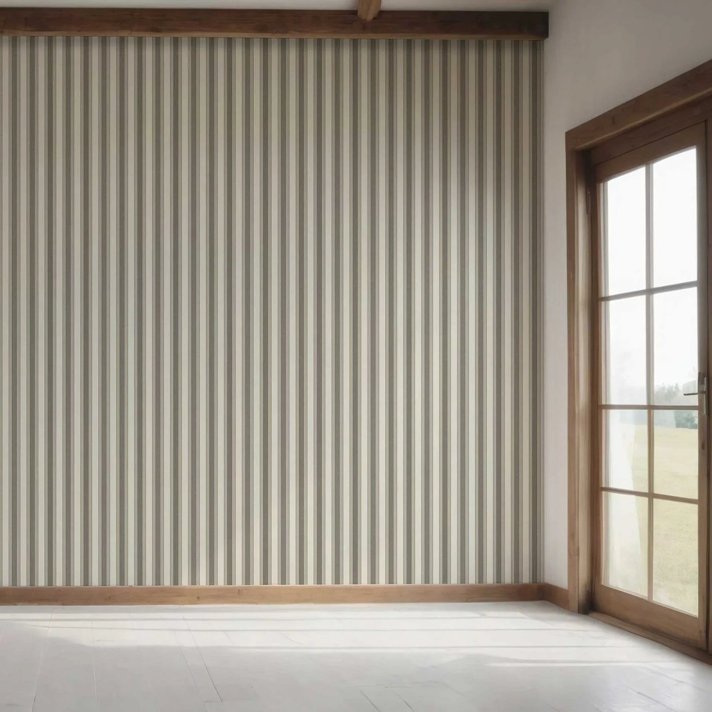 Woven Lines Wallpaper - Mossed Ivory
