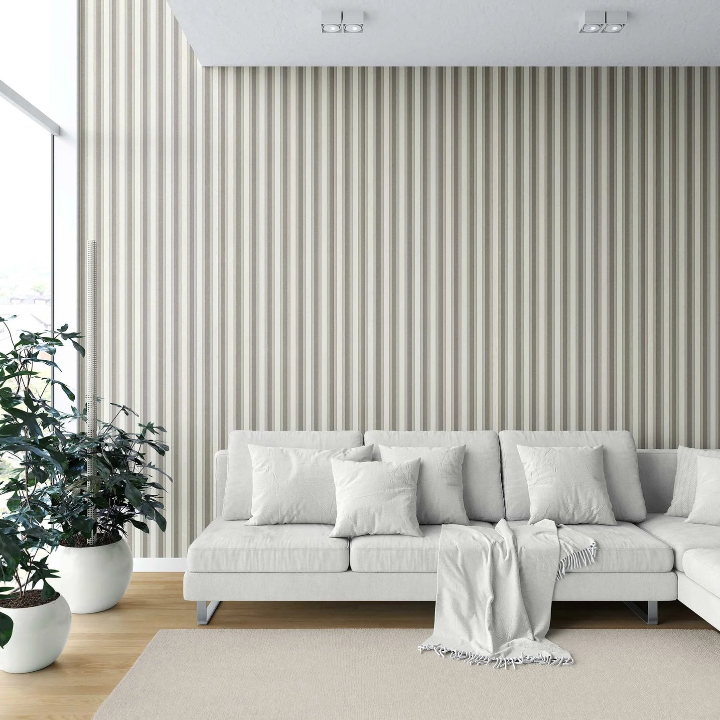 Woven Lines Wallpaper - Mossed Ivory