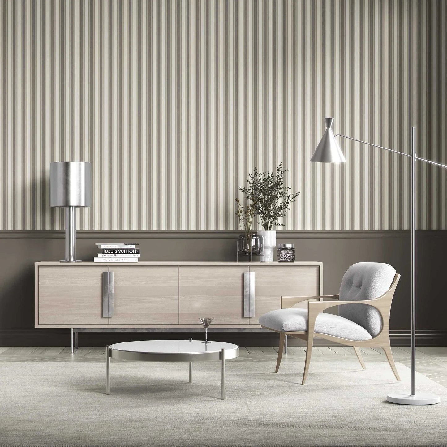 Woven Lines Wallpaper - Mossed Ivory