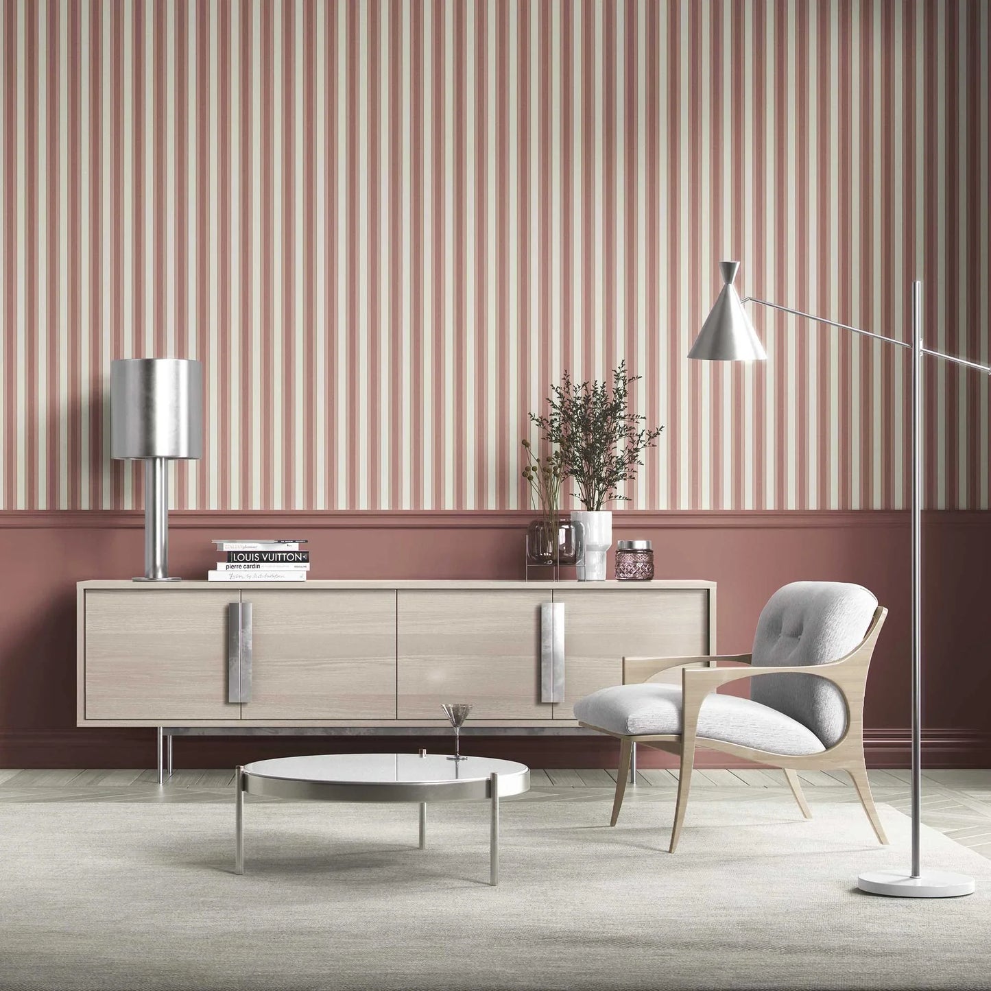 Woven Lines Wallpaper - Terracotta Blush