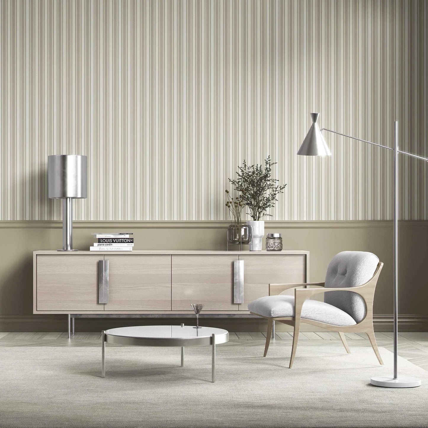 Woven Lines Wallpaper - Sage Harmony