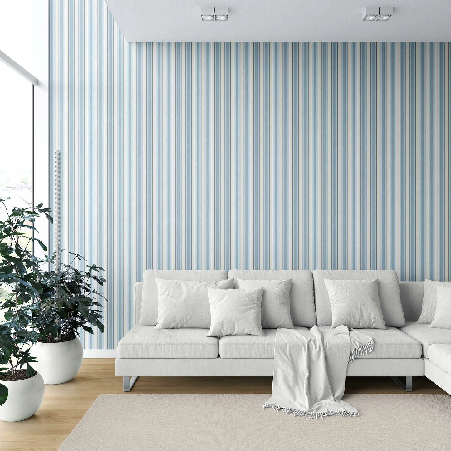 Woven Lines Wallpaper - Mist Blue