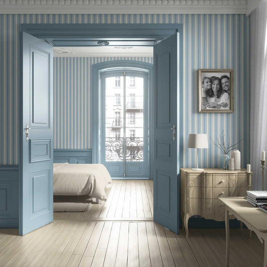 Woven Lines Wallpaper - Mist Blue