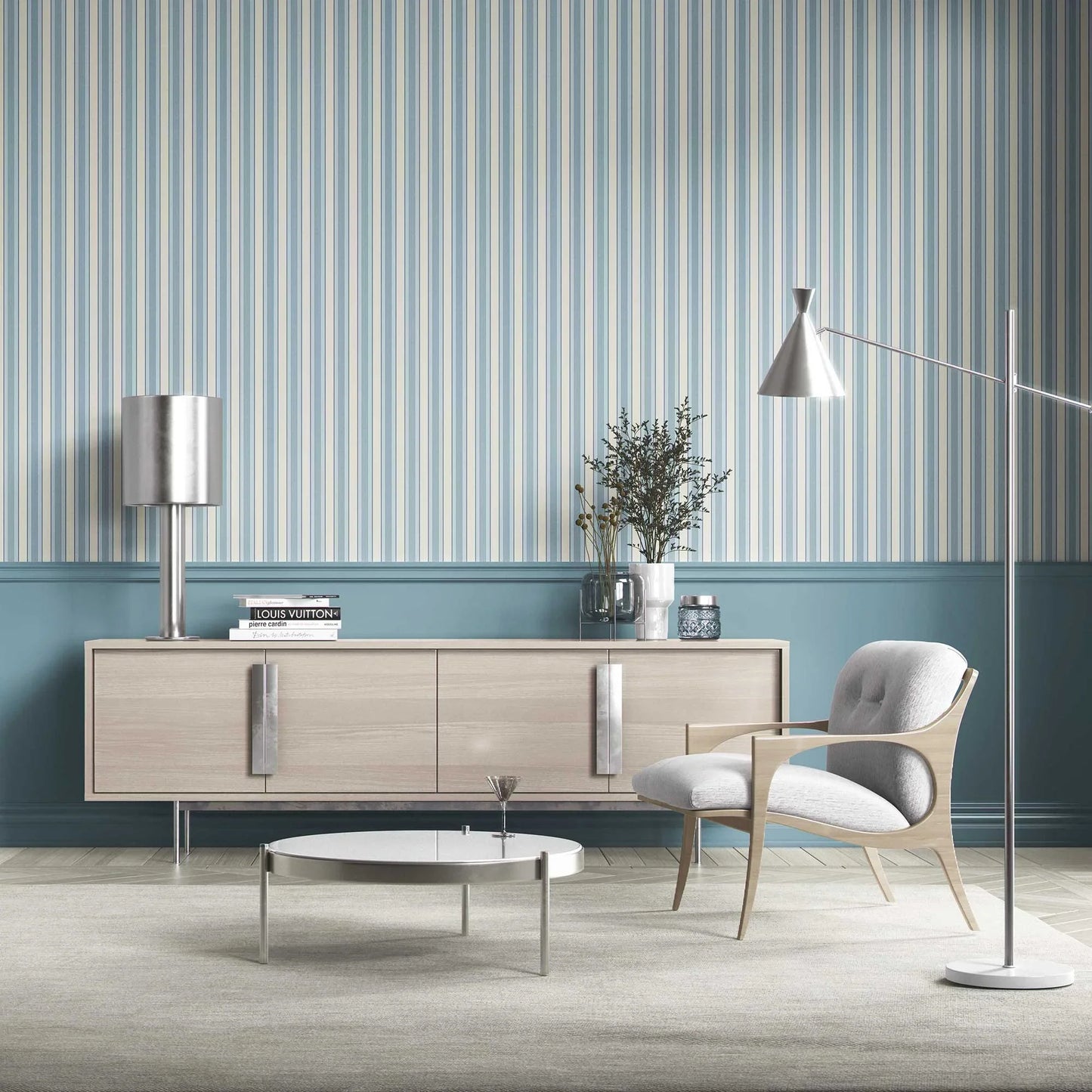Woven Lines Wallpaper - Mist Blue