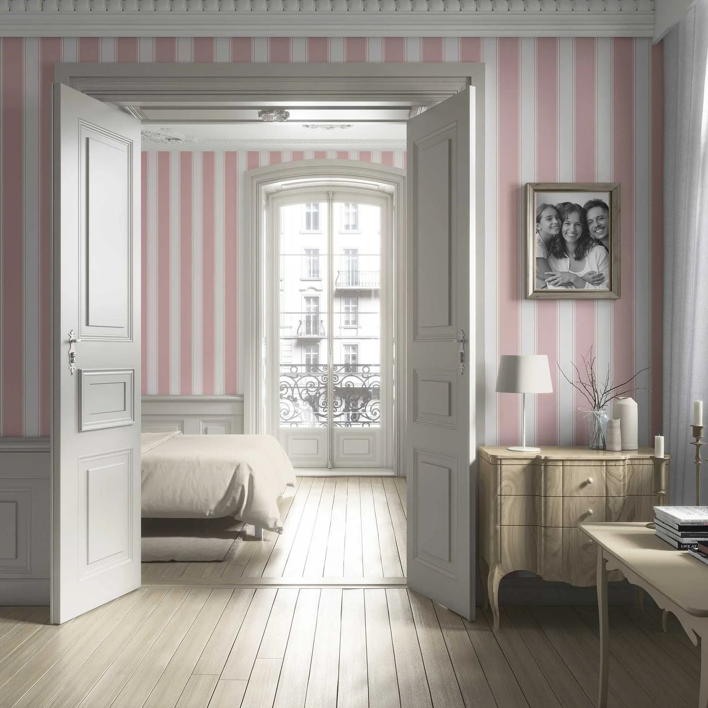 Vertical Verse Wallpaper - Rosewater Blush