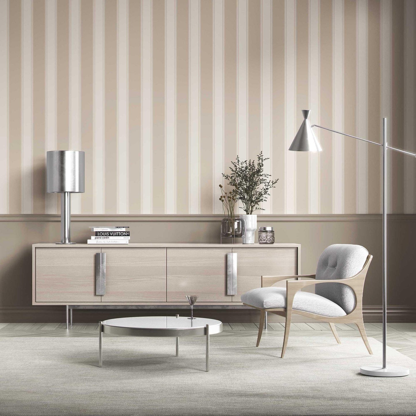 Vertical Verse Wallpaper - Taupe Whisper