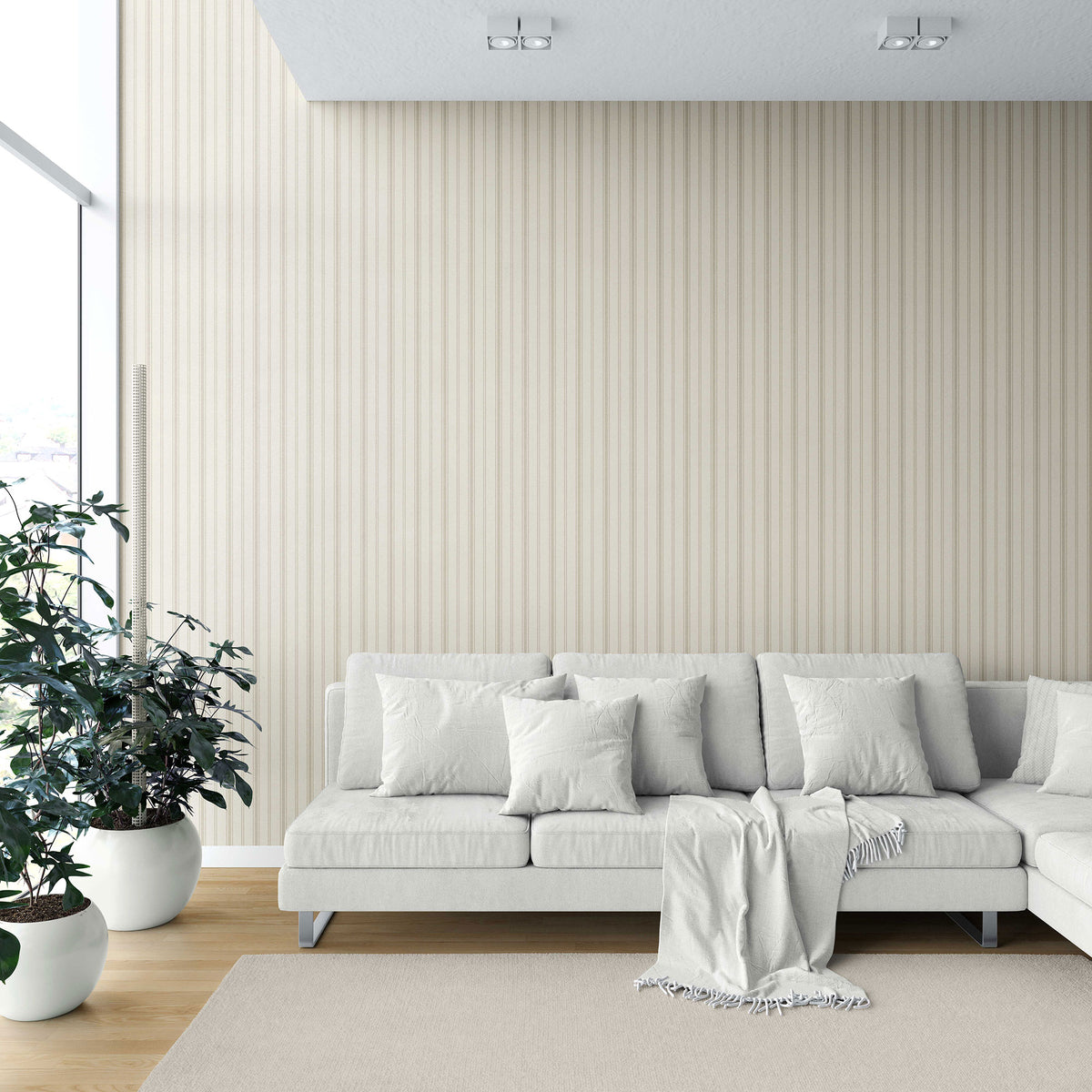 Shadow Stitch Wallpaper - Oatfield Beige